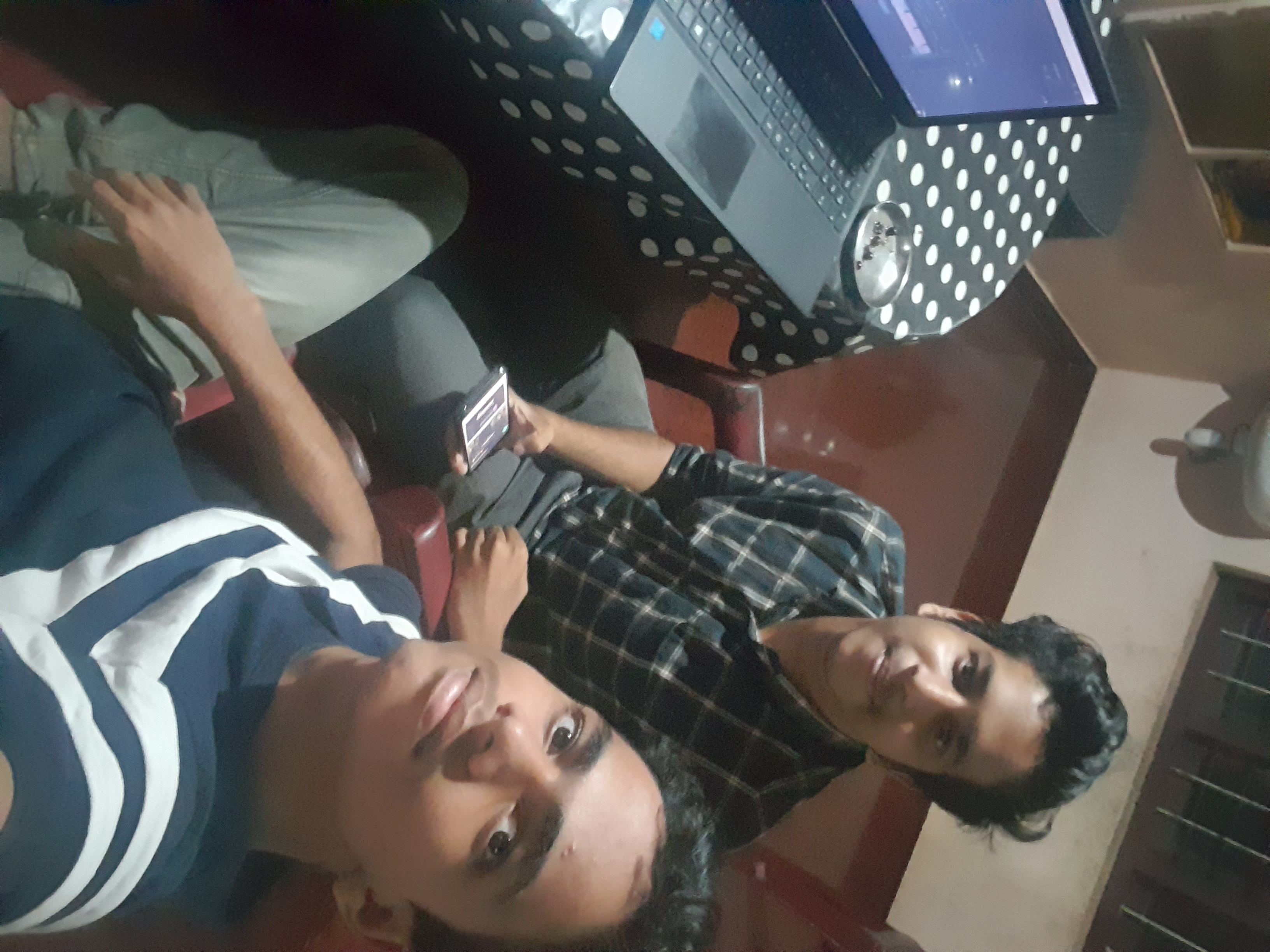 Sajad editing a short film for the first time with his friend Sandeep in 2023