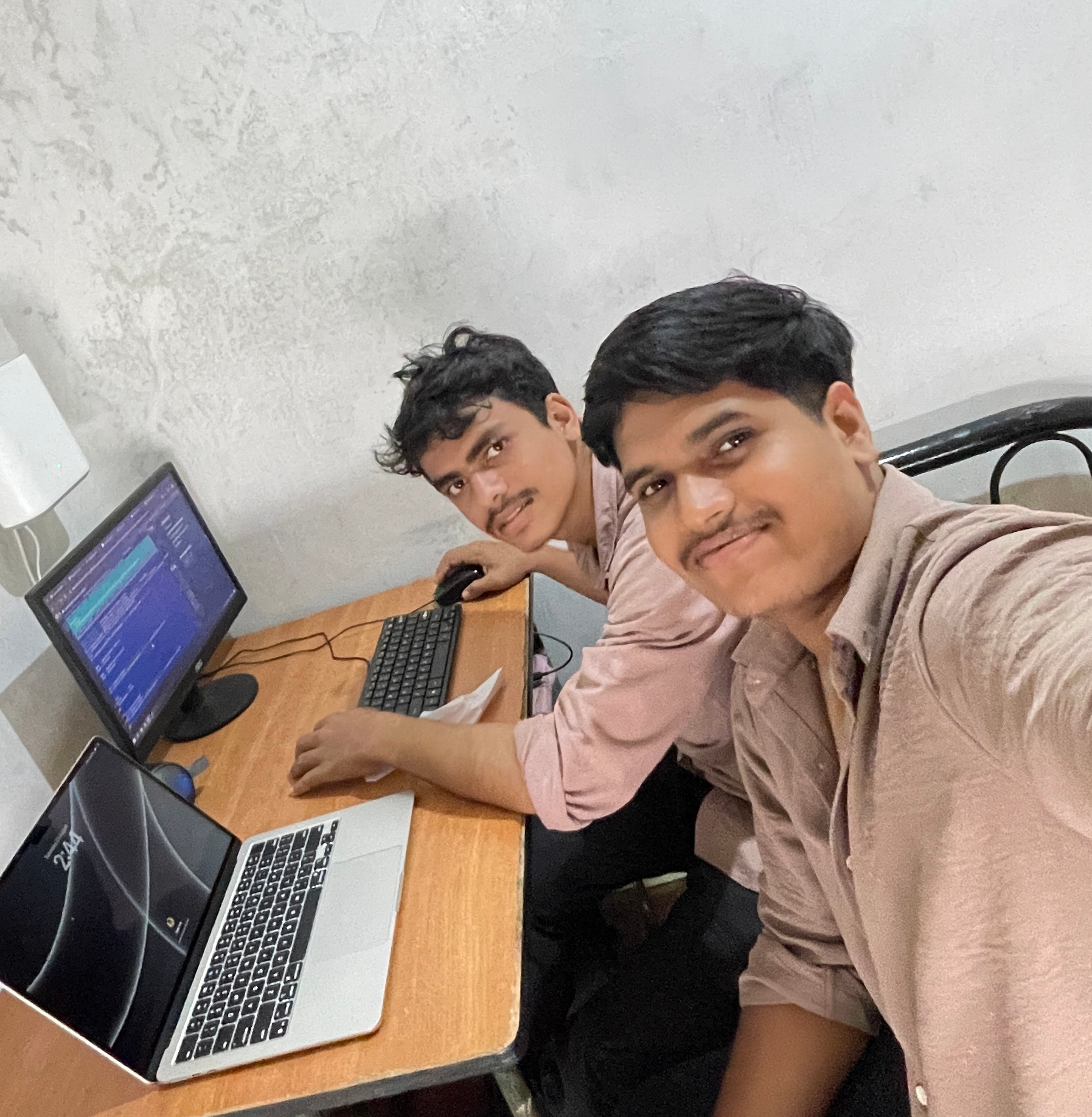 Sajad with his partner and friend Sadiq in 2025 at Lufta’s headquarters